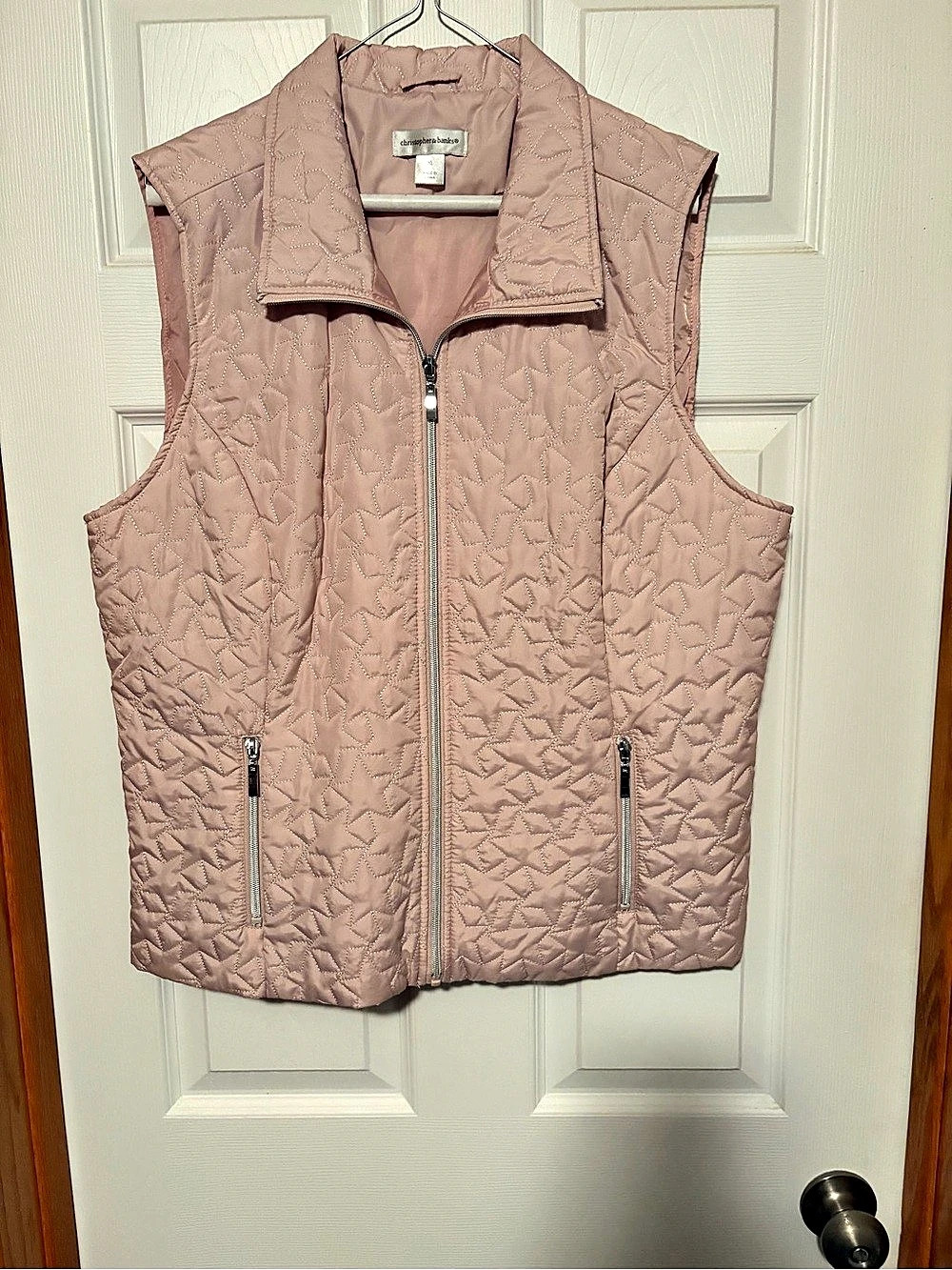 Christopher & Banks Quilted Vest in Pink Size XL